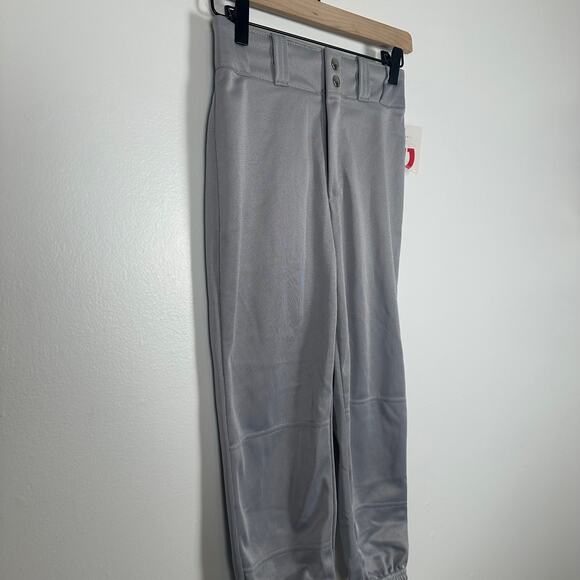 NWT Wilson Youth Sports Athletic Uniform Gear Light Grey Baseball Pants Medium - Picture 3 of 8